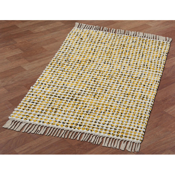 Dakota Fields Amee HandWoven Flatweave Cotton Yellow Area Rug